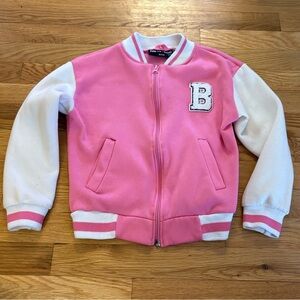 Pink and White Varsity Jacket letter B size 7/8 small